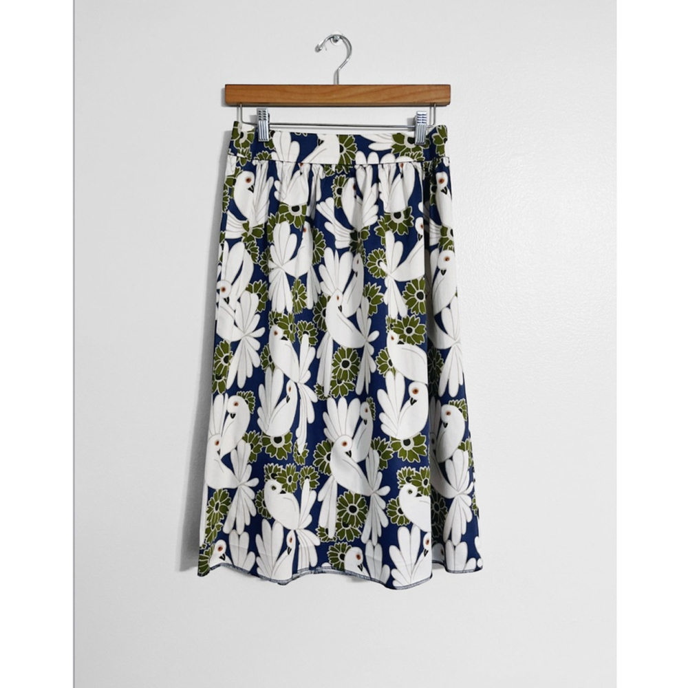 Ann Taylor Floral Dove Midi Skirt